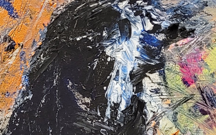 “Pingüino” (2024). Óleo y gesso sobre lienzo. 39,5x44,5cm. Juan Fabre.