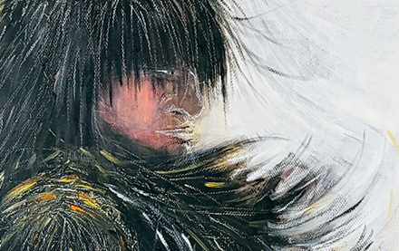 “Chamán” (2023). Óleo s/ papel acuarela. 78x106,5cm. Juan Fabre.