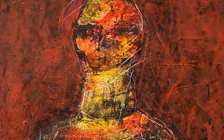 “Tótem” (2024). Mixta sobre papel. 40x48cm. Juan Fabre.